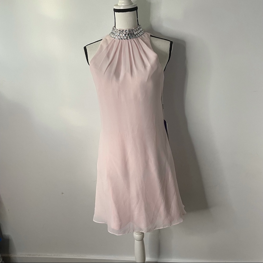 JJHOUSE Women's Chiffon Blushing Pink Dress